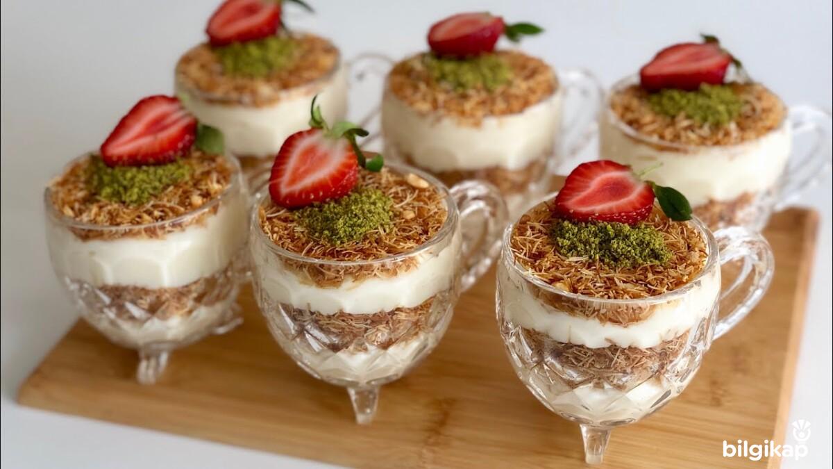 Bardakta Kadayıflı Muhallebi Tarifler Yaş Pasta Tarifleri